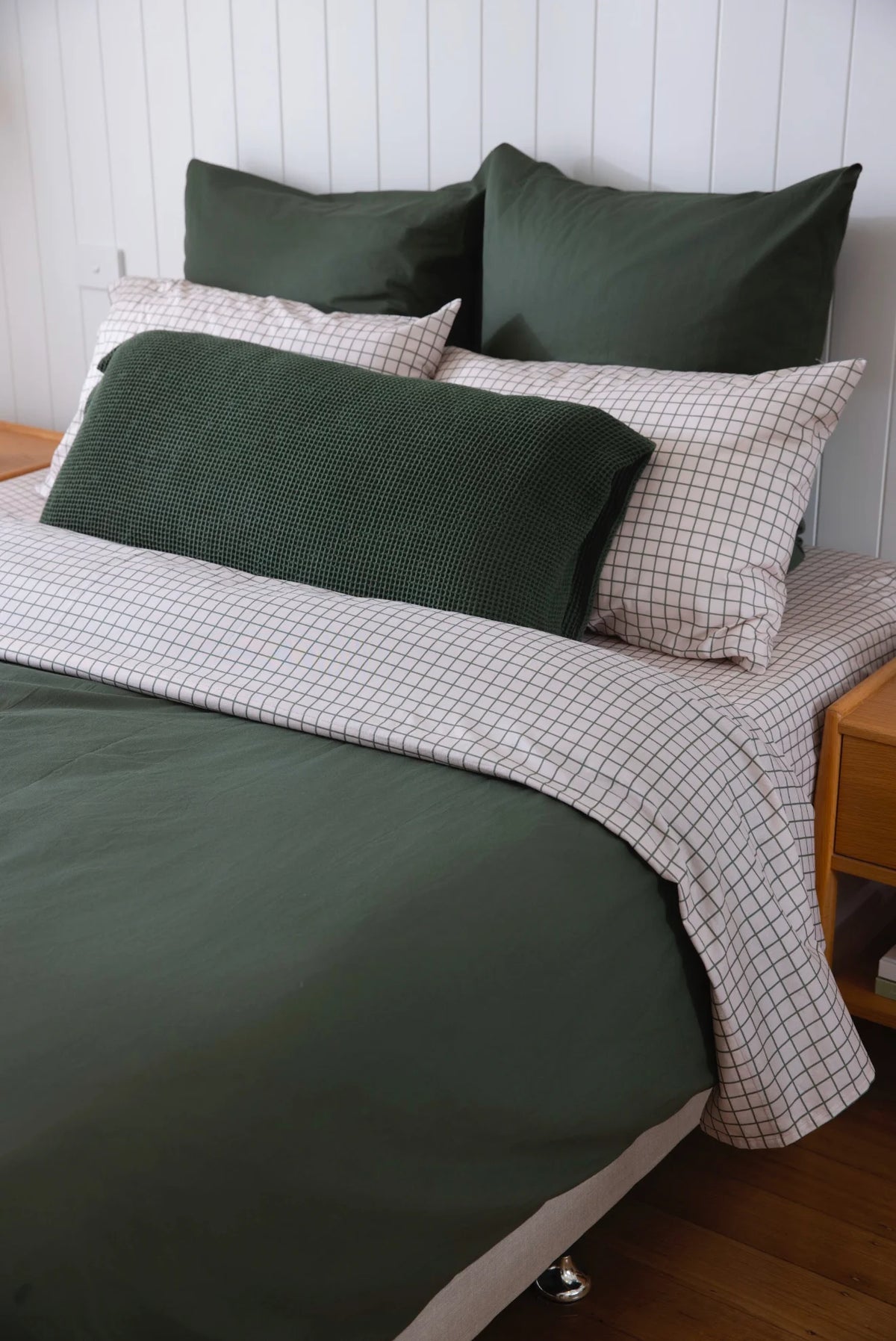 Waffle Lumbar Pillow - Fern Green