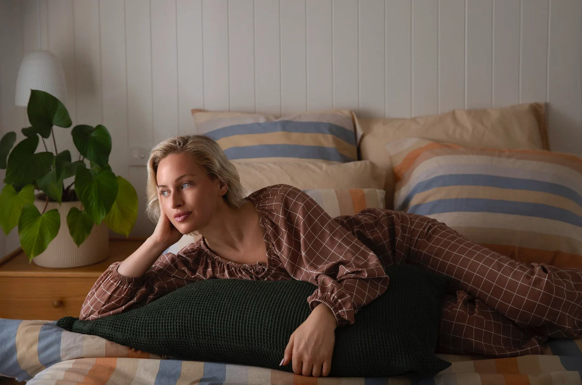 Waffle Lumbar Pillow - Fern Green