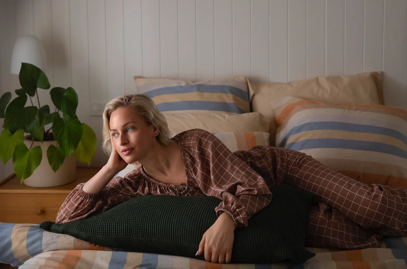 Waffle Lumbar Pillow - Fern Green